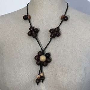 Wood beans floral necklace